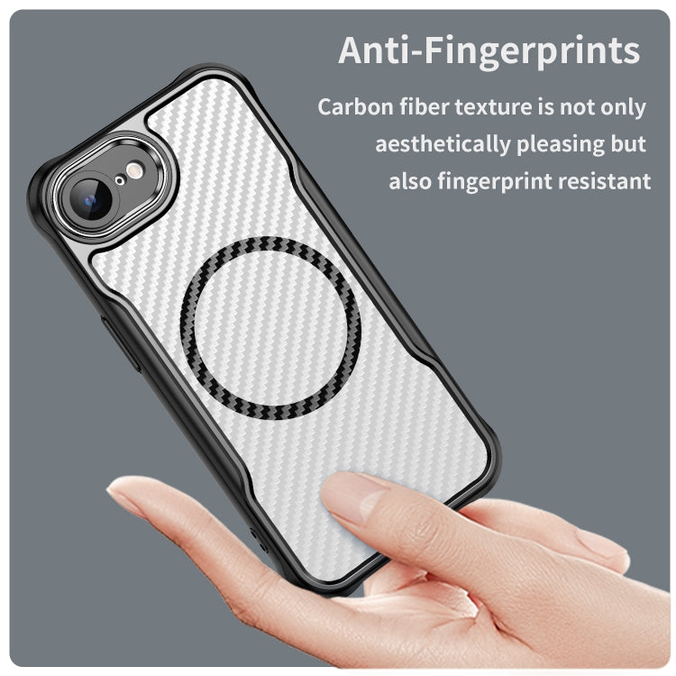 For iPhone 16e Carbon Fiber Texture MagSafe Translucent Phone Case(Black) - iPhone 16e Cases by PMC TechLife | Online Shopping South Africa | PMC TechLife | Buy Now Pay Later Mobicred