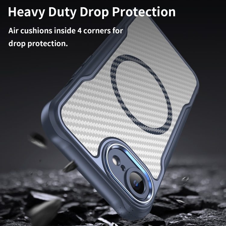 For iPhone 16e Carbon Fiber Texture MagSafe Translucent Phone Case(Blue) - free shipping - PMC TechLife - Order now!