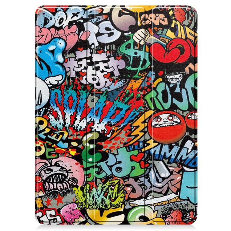 For iPad Pro 11 2024 Custer Painted 3-Fold Holder Smart Leather Tablet Case with Pen Tray(Graffiti) - iPad Pro 11 2024 Cases by PMC TechLife | Online Shopping South Africa | PMC TechLife | Buy Now Pay Later Mobicred