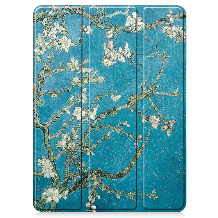 For iPad Pro 11 2024 Custer Painted 3-Fold Holder Smart Leather Tablet Case with Pen Tray(Apricot Flower) - iPad Pro 11 2024 Cases by PMC TechLife | Online Shopping South Africa | PMC TechLife | Buy Now Pay Later Mobicred