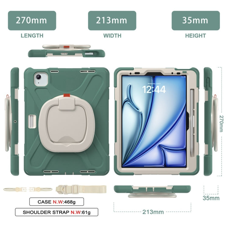 For iPad Air 11 2024 / Air 11 2025 Silicone Hybrid PC Tablet Case with Holder & Shoulder Strap(Emerald Green) - iPad Air 11 2025 / 2024 Cases by PMC TechLife | Online Shopping South Africa | PMC TechLife | Buy Now Pay Later Mobicred