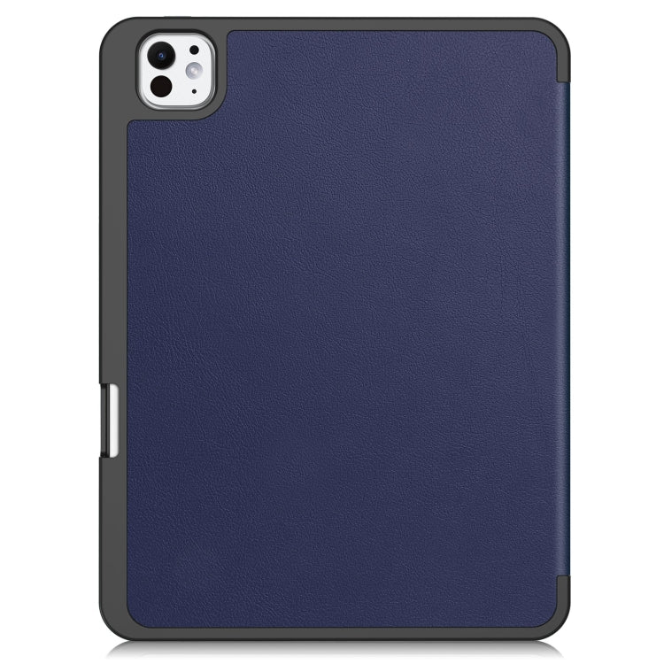 For iPad Pro 11 2024 Custer TPU Pure Color 3-Fold Holder Smart Leather Tablet Case with Pen Tray(Dark Blue) - iPad Pro 11 2024 Cases by PMC TechLife | Online Shopping South Africa | PMC TechLife | Buy Now Pay Later Mobicred