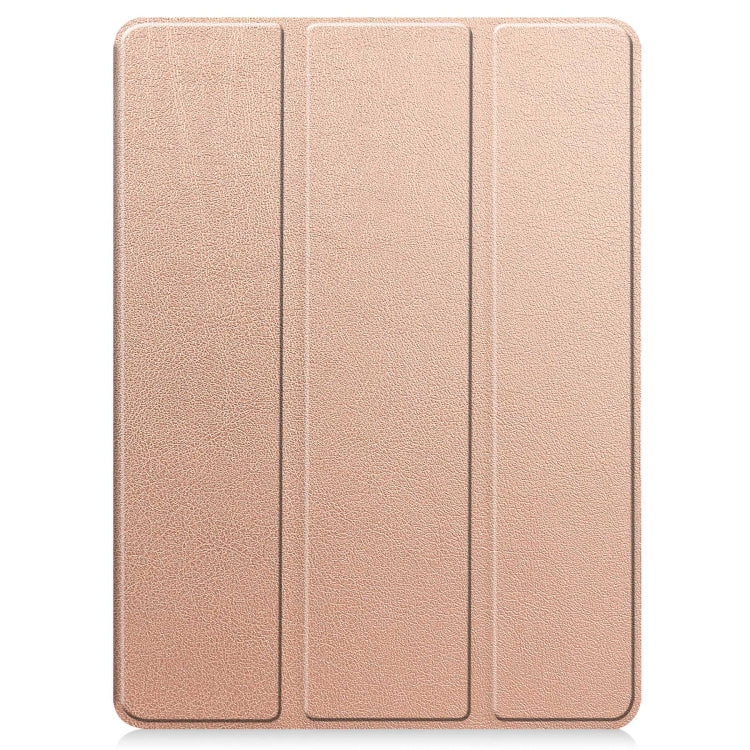For iPad Pro 11 2024 Custer TPU Pure Color 3-Fold Holder Smart Leather Tablet Case with Pen Tray(Rose Gold) - iPad Pro 11 2024 Cases by PMC TechLife | Online Shopping South Africa | PMC TechLife | Buy Now Pay Later Mobicred