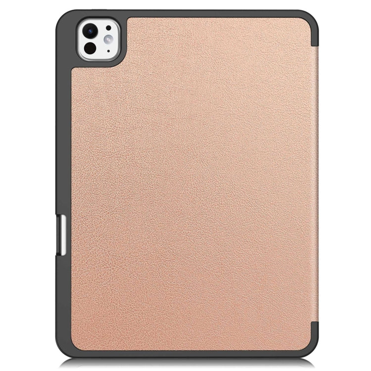 For iPad Pro 11 2024 Custer TPU Pure Color 3-Fold Holder Smart Leather Tablet Case with Pen Tray(Rose Gold) - iPad Pro 11 2024 Cases by PMC TechLife | Online Shopping South Africa | PMC TechLife | Buy Now Pay Later Mobicred