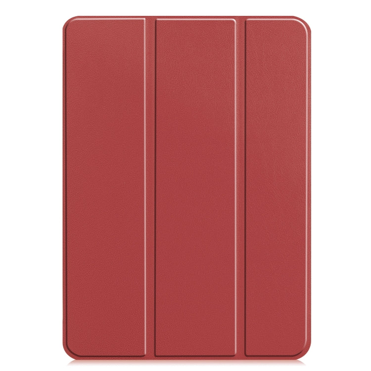 For iPad Pro 11 2024 Custer TPU Pure Color 3-Fold Holder Smart Leather Tablet Case with Pen Tray(Wine Red) - iPad Pro 11 2024 Cases by PMC TechLife | Online Shopping South Africa | PMC TechLife | Buy Now Pay Later Mobicred