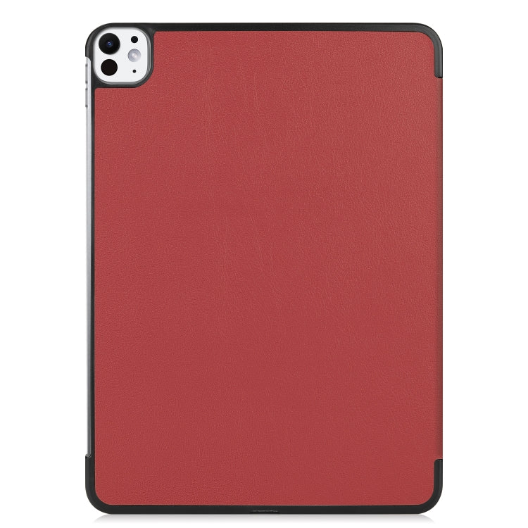 For iPad Pro 11 2024 Custer TPU Pure Color 3-Fold Holder Smart Leather Tablet Case with Pen Tray(Wine Red) - iPad Pro 11 2024 Cases by PMC TechLife | Online Shopping South Africa | PMC TechLife | Buy Now Pay Later Mobicred