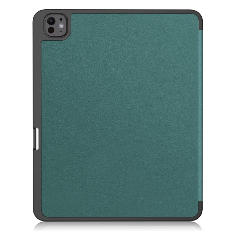 For iPad Pro 13 2024 Custer TPU Pure Color 3-Fold Holder Smart Leather Tablet Case with Pen Tray(Dark Green) - iPad Pro 13 2024 Cases by PMC TechLife | Online Shopping South Africa | PMC TechLife | Buy Now Pay Later Mobicred