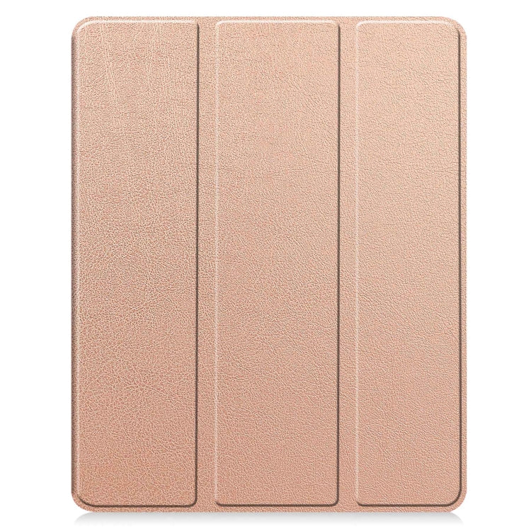 For iPad Air 13 2024 / 2025 Custer TPU Pure Color 3-Fold Holder Smart Leather Tablet Case with Pen Tray(Rose Gold) - iPad Air 13 2025 / 2024 Cases by PMC TechLife | Online Shopping South Africa | PMC TechLife | Buy Now Pay Later Mobicred