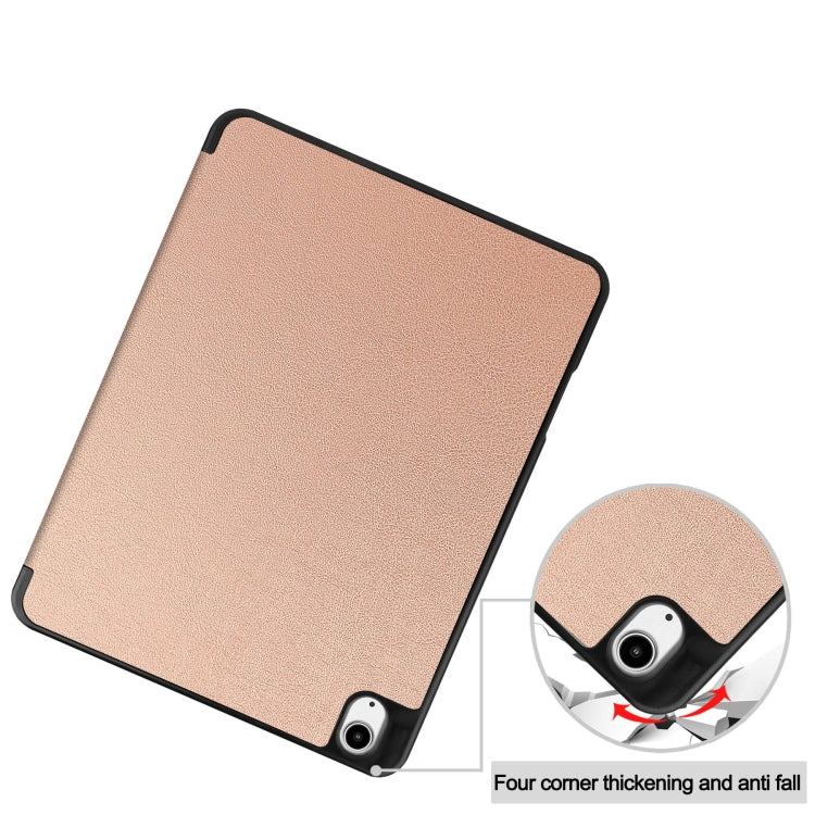 For iPad Air 13 2024 / 2025 Custer TPU Pure Color 3-Fold Holder Smart Leather Tablet Case with Pen Tray(Rose Gold) - iPad Air 13 2025 / 2024 Cases by PMC TechLife | Online Shopping South Africa | PMC TechLife | Buy Now Pay Later Mobicred