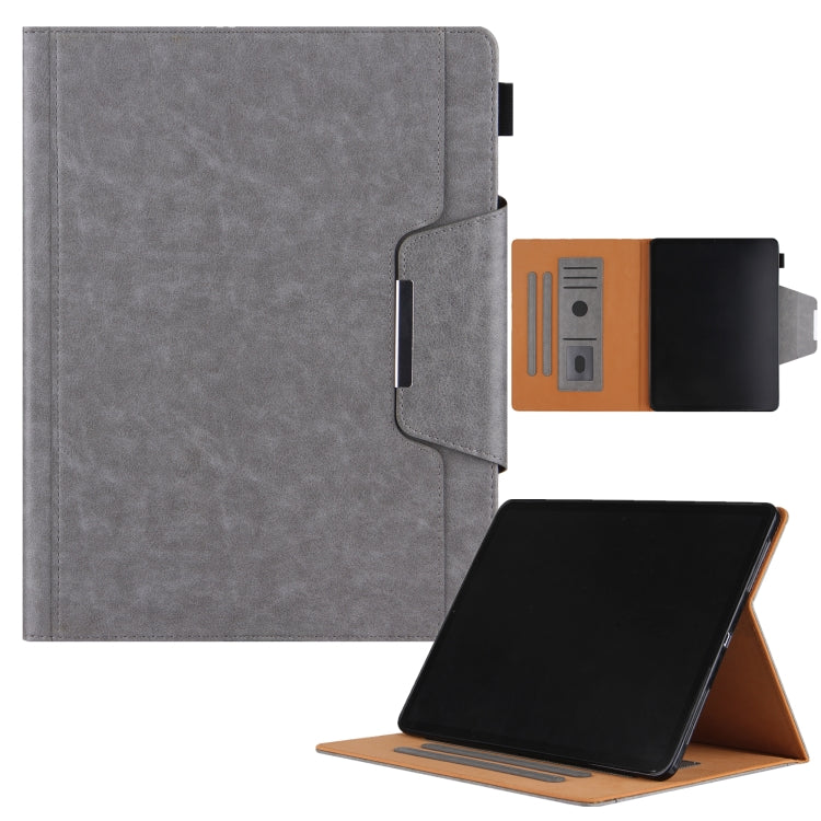For iPad Pro 13 2024 Solid Color Metal Buckle Leather Smart Tablet Case(Grey) - iPad Pro 13 2024 Cases by PMC TechLife | Online Shopping South Africa | PMC TechLife | Buy Now Pay Later Mobicred