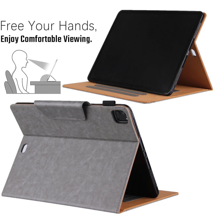 For iPad Pro 11 2024 Solid Color Metal Buckle Leather Smart Tablet Case(Grey) - iPad Pro 11 2024 Cases by PMC TechLife | Online Shopping South Africa | PMC TechLife | Buy Now Pay Later Mobicred