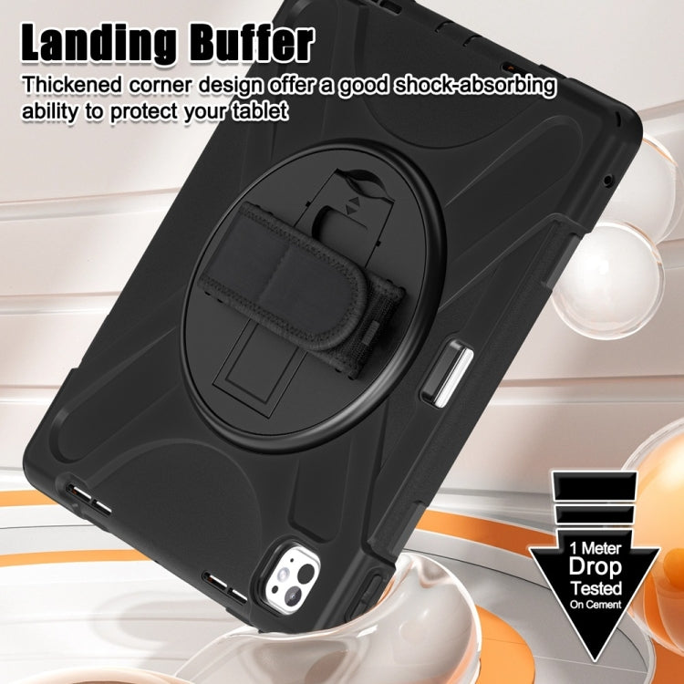 For iPad Pro 13 2024 Rotatable Holder Silicone Hybrid PC Tablet Case with Shoulder Strap(Black) - iPad Pro 13 2024 Cases by PMC TechLife | Online Shopping South Africa | PMC TechLife | Buy Now Pay Later Mobicred