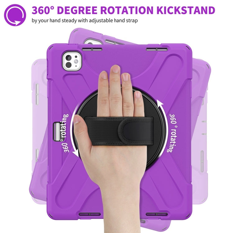 For iPad Pro 13 2024 Rotatable Holder Silicone Hybrid PC Tablet Case with Shoulder Strap(Purple) - iPad Pro 13 2024 Cases by PMC TechLife | Online Shopping South Africa | PMC TechLife | Buy Now Pay Later Mobicred