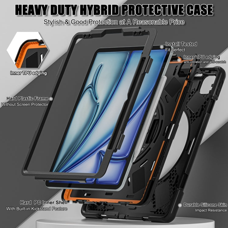 For iPad Air 13 2024 / Air 13 2025 Rotatable Holder Silicone Hybrid PC Tablet Case with Shoulder Strap(Black) - iPad Air 13 2025 / 2024 Cases by PMC TechLife | Online Shopping South Africa | PMC TechLife | Buy Now Pay Later Mobicred