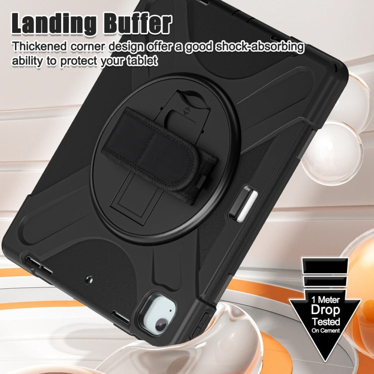 For iPad Air 13 2024 / Air 13 2025 Rotatable Holder Silicone Hybrid PC Tablet Case with Shoulder Strap(Black) - iPad Air 13 2025 / 2024 Cases by PMC TechLife | Online Shopping South Africa | PMC TechLife | Buy Now Pay Later Mobicred