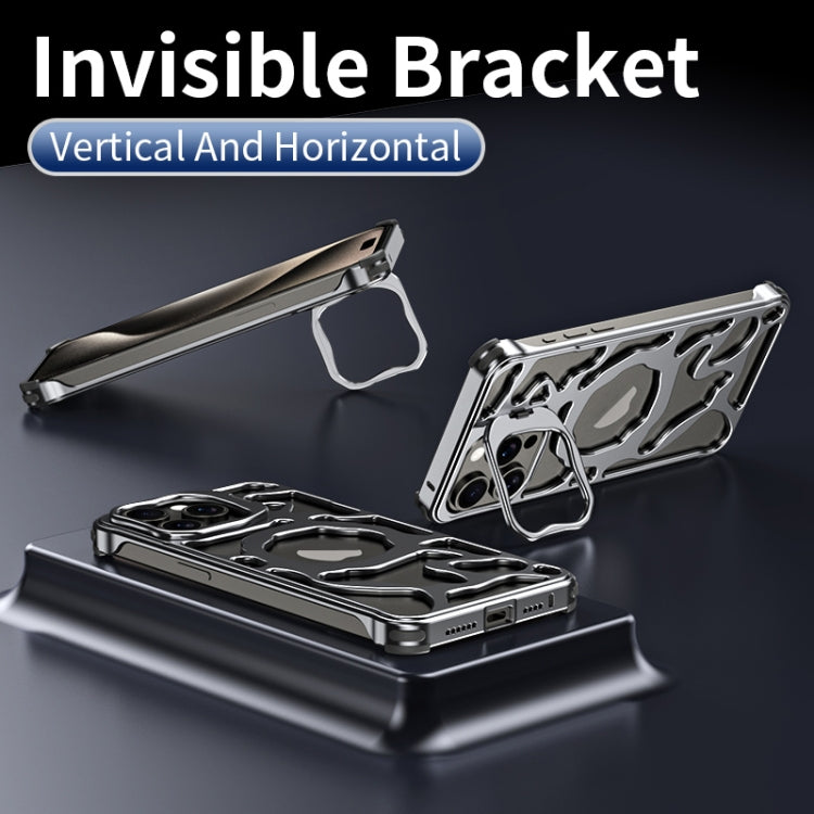 For iPhone 16 Pro Auspicious Cloud Series MagSafe Metal Phone Case with Bracket(Grey) - iPhone 16 Pro Cases by PMC TechLife | Online Shopping South Africa | PMC TechLife | Buy Now Pay Later Mobicred