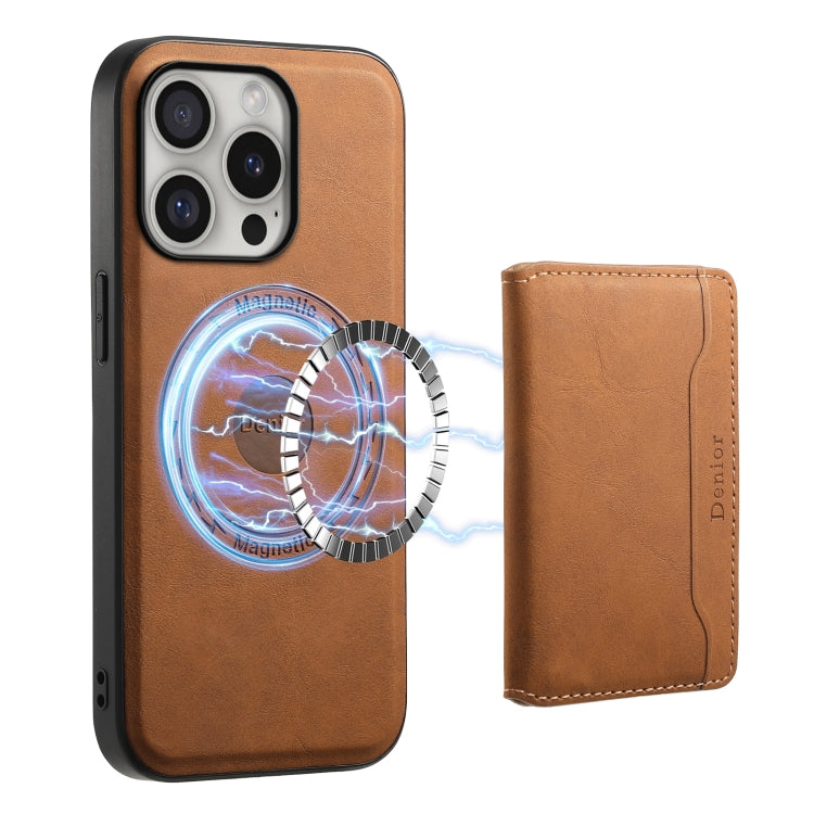 For iPhone 16 Pro Denior D13 Retro Texture Leather MagSafe Card Bag Phone Case(Brown) - free shipping - PMC TechLife - Order now!