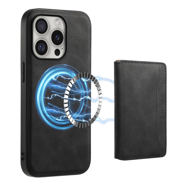 For iPhone 16 Pro Max Denior D13 Retro Texture Leather MagSafe Card Bag Phone Case(Black) - iPhone 16 Pro Max Cases by Denior | Online Shopping South Africa | PMC TechLife | Buy Now Pay Later Mobicred