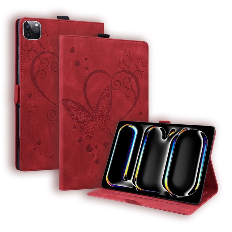 For iPad Pro 13 2024 Love Butterfly Embossed Leather Tablet Case(Red) - iPad Pro 13 2024 Cases by PMC TechLife | Online Shopping South Africa | PMC TechLife | Buy Now Pay Later Mobicred