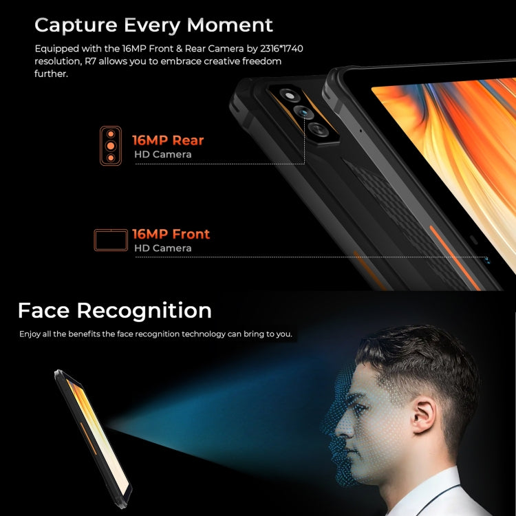 HOTWAV Tab R7 Rugged Tablet, 6GB+256GB, 10.1 inch Android 13 Unisoc Tiger T606 Octa Core 4G Network, Global Version with Google Play(Black Orange) - free shipping - PMC TechLife - Order now!