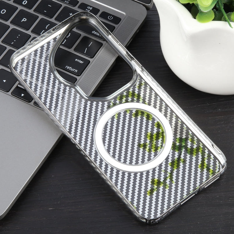 For Huawei Pura 70 Ultra 6D Plated Carbon Fiber Clear Magsafe PC Phone Case(Titanium Grey) - Huawei Cases by PMC Jewellery | Online Shopping South Africa | PMC Jewellery | Buy Now Pay Later Mobicred