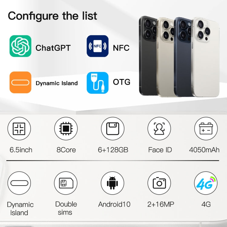 i15 Pro Max / Q5A, 6GB+128GB, 6.5 inch Screen, Face Identification, Android 10 MTK6762 Octa Core, OTG, NFC, Network: 4G, Dual SIM(Titanium Blue) -  by PMC TechLife | Online Shopping South Africa | PMC TechLife | Buy Now Pay Later Mobicred