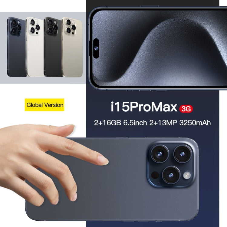 i15 Pro Max / Q5, 2GB+16GB, 6.5 inch Screen, Face Identification, Android 8.1 MTK6580P Quad Core, Network: 3G, Dual SIM(Titanium Blue) - free shipping - PMC TechLife - Order now!