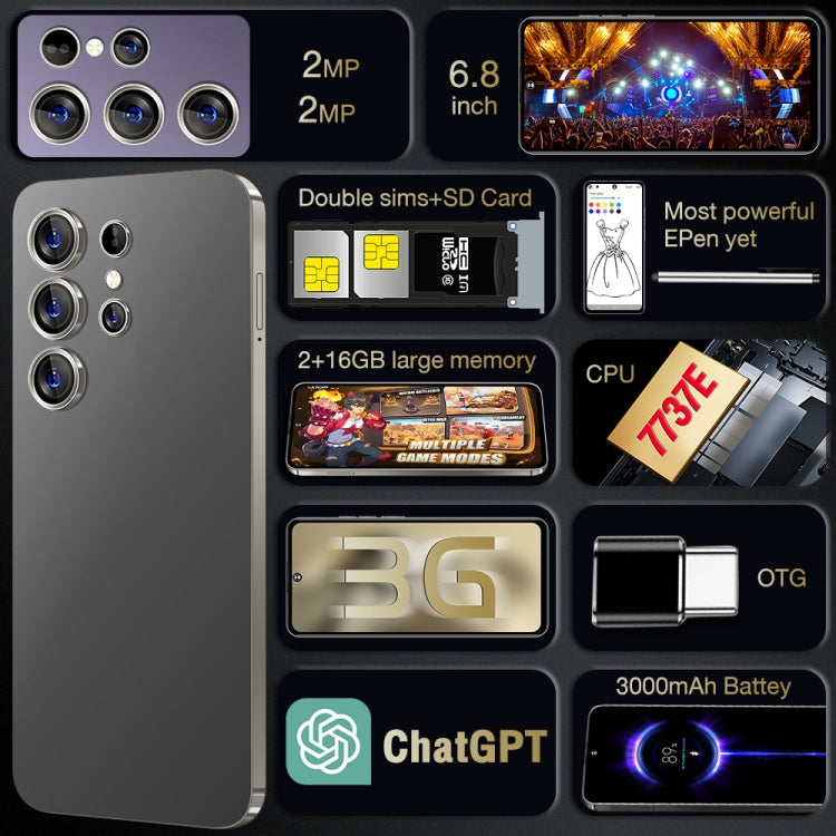 S24 Ultra / C24, 2GB+16GB, 6.8 inch Screen, Android 8.1 7731E Quad Core, Network: 3G, OTG, Dual SIM(Yellow) -  by PMC TechLife | Online Shopping South Africa | PMC TechLife