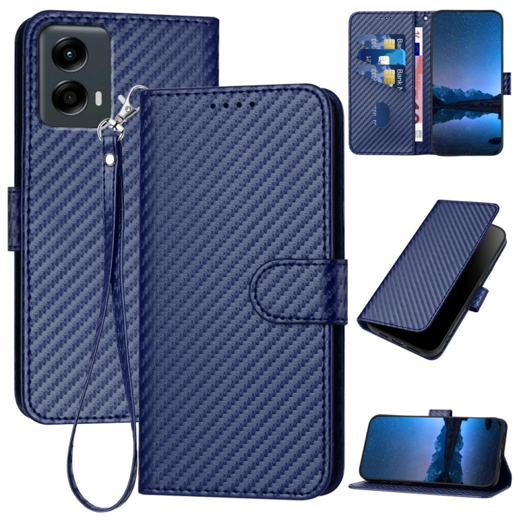 For Motorola Moto G 5G 2024 YX0070 Carbon Fiber Buckle Leather Phone Case with Lanyard(Royal Blue) - Motorola Cases by PMC Jewellery | Online Shopping South Africa | PMC Jewellery | Buy Now Pay Later Mobicred