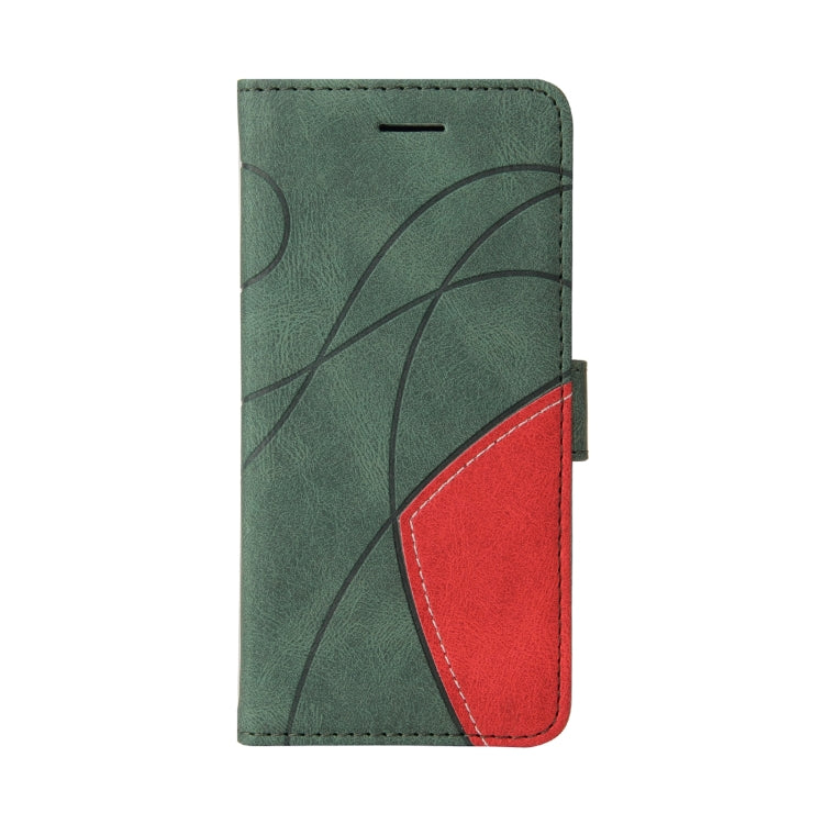For iPhone 16e Dual-color Splicing Flip Leather Phone Case(Green) - iPhone 16e Cases by PMC TechLife | Online Shopping South Africa | PMC TechLife | Buy Now Pay Later Mobicred