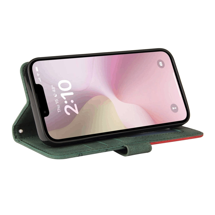 For iPhone 16e Dual-color Splicing Flip Leather Phone Case(Green) - iPhone 16e Cases by PMC TechLife | Online Shopping South Africa | PMC TechLife | Buy Now Pay Later Mobicred