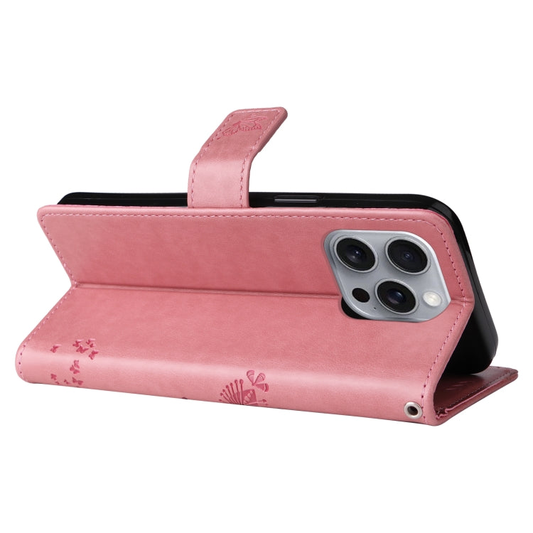 For iPhone 16 Pro Max Tree & Cat Embossed Pattern Flip Leather Phone Case(Pink) - iPhone 16 Pro Max Cases by PMC TechLife | Online Shopping South Africa | PMC TechLife | Buy Now Pay Later Mobicred