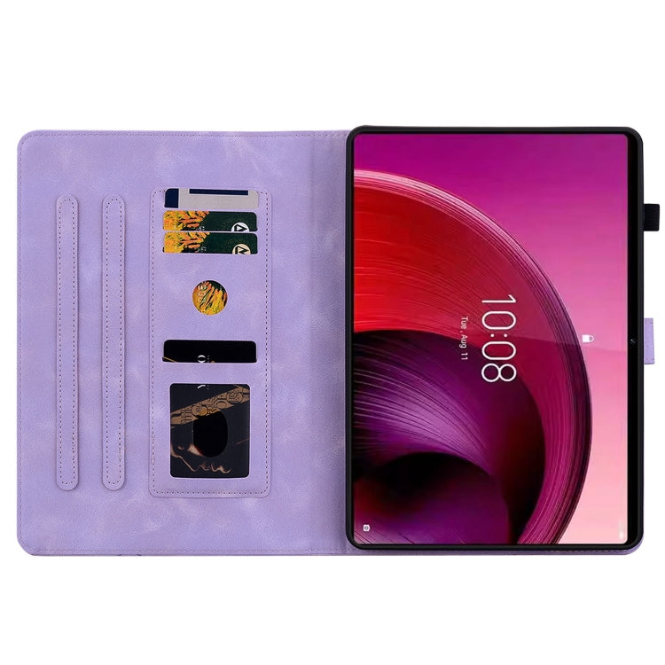 For Lenovo Tab M11/Xiaoxin Pad 11 2024 Lily Embossed Leather Tablet Case(Purple) - Lenovo by PMC Jewellery | Online Shopping South Africa | PMC Jewellery | Buy Now Pay Later Mobicred