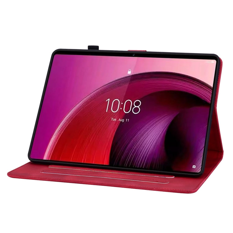 For Lenovo Tab M11/Xiaoxin Pad 11 2024 Lily Embossed Leather Tablet Case(Red) - free shipping - PMC Jewellery - Order now!