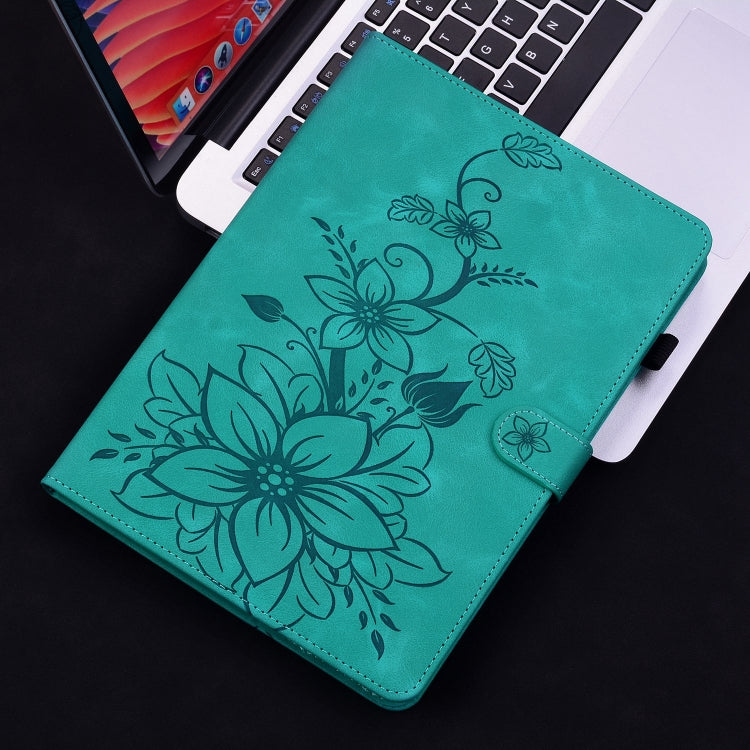 For Lenovo Tab P12 12.7 Lily Embossed Leather Tablet Case(Green) - free shipping - PMC TechLife - Order now!