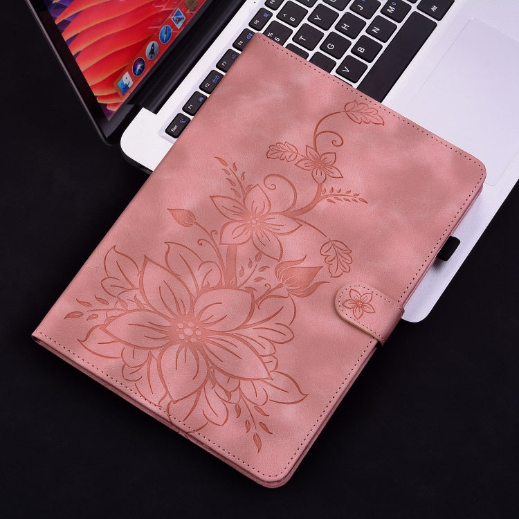 For Lenovo Tab P12 12.7 Lily Embossed Leather Tablet Case(Pink) - Lenovo by PMC TechLife | Online Shopping South Africa | PMC TechLife | Buy Now Pay Later Mobicred