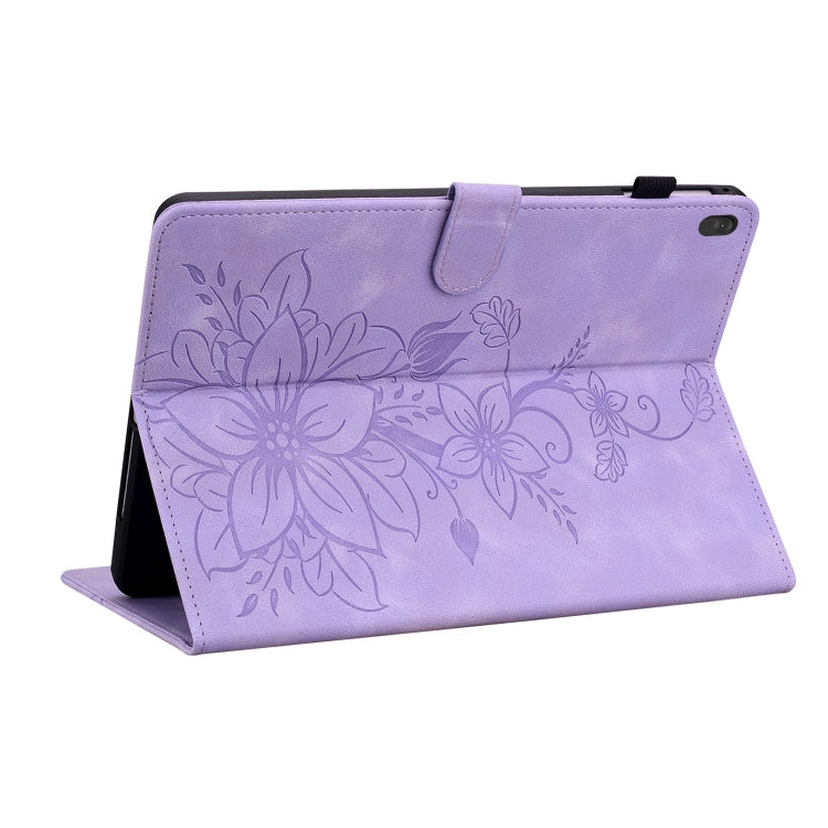 For Lenovo Tab M10 X605 /M10 HD X505 Lily Embossed Leather Tablet Case(Purple) - Lenovo by PMC TechLife | Online Shopping South Africa | PMC TechLife | Buy Now Pay Later Mobicred