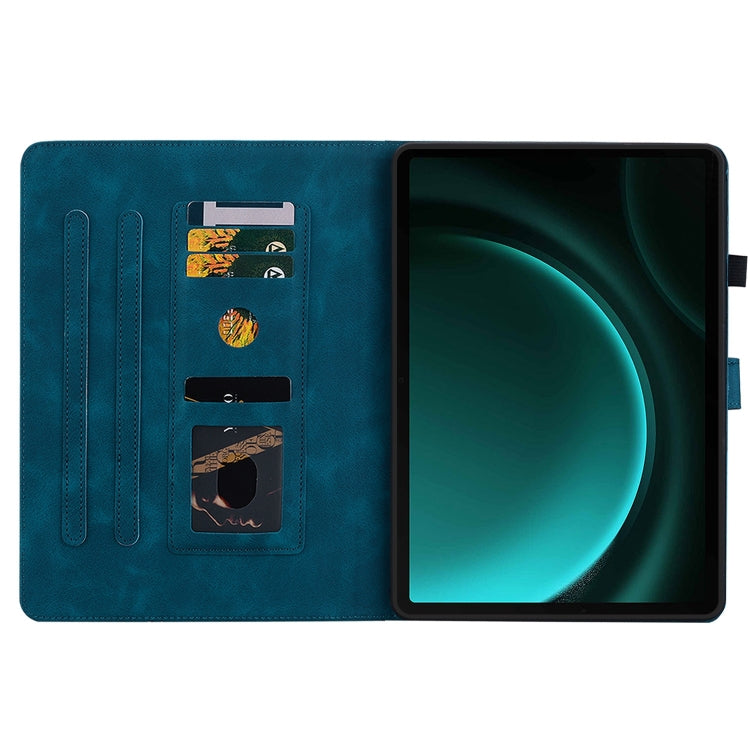 For Samsung Galaxy Tab S9 / S9 FE Lily Embossed Leather Tablet Case(Dark Blue) - free shipping - PMC Jewellery - Order now!