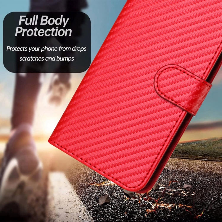 For OPPO Reno11 Pro Global YX0070 Carbon Fiber Buckle Leather Phone Case with Lanyard(Red) - OPPO Cases by PMC TechLife | Online Shopping South Africa | PMC TechLife | Buy Now Pay Later Mobicred