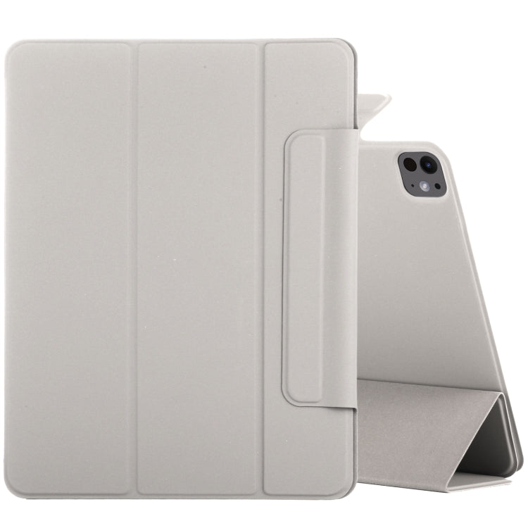 For iPad Pro 13 2024 Double-sided Clip Fixed Buckle Magnetic PU Leather Smart Tablet Case(Grey) - iPad Pro 13 2024 Cases by PMC TechLife | Online Shopping South Africa | PMC TechLife | Buy Now Pay Later Mobicred