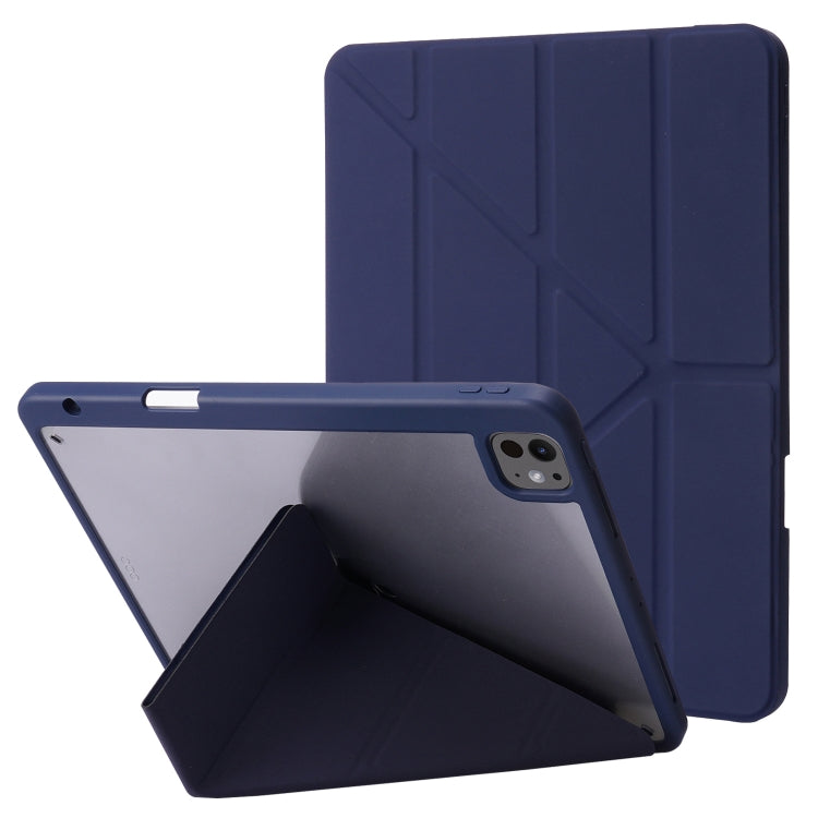 For iPad Pro 13 2024 Deformation Transparent Acrylic Leather Tablet Case(Dark Blue) - iPad Pro 13 2024 Cases by PMC TechLife | Online Shopping South Africa | PMC TechLife | Buy Now Pay Later Mobicred