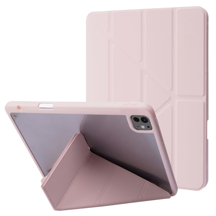 For iPad Pro 13 2024 Deformation Transparent Acrylic Leather Tablet Case(Pink) - iPad Pro 13 2024 Cases by PMC TechLife | Online Shopping South Africa | PMC TechLife | Buy Now Pay Later Mobicred