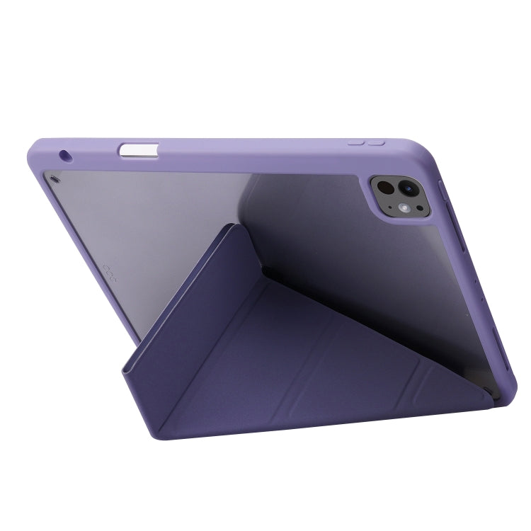 For iPad Pro 13 2024 Deformation Transparent Acrylic Leather Tablet Case(Lavender Grey) - iPad Pro 13 2024 Cases by PMC TechLife | Online Shopping South Africa | PMC TechLife | Buy Now Pay Later Mobicred