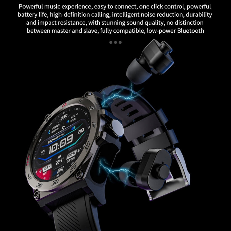 LC18 1.53 inch IP67 BT5.0 Sport Smart Watch with Earbuds, Support Bluetooth Call / Sleep / Blood Oxygen / Heart Rate / Blood Pressure Health Monitor(Black) - Smart Watches by PMC TechLife | Online Shopping South Africa | PMC TechLife | Buy Now Pay Later Mobicred