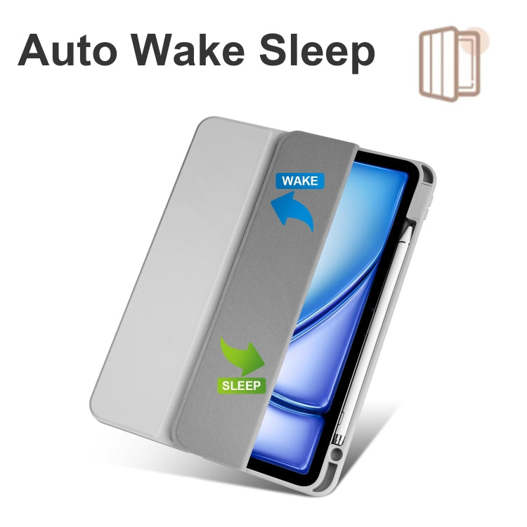 For iPad Air 11 2024 Acrylic 3-folding Smart Leather Tablet Case(Gray) - iPad Air 11 2024 Cases by PMC TechLife | Online Shopping South Africa | PMC TechLife | Buy Now Pay Later Mobicred