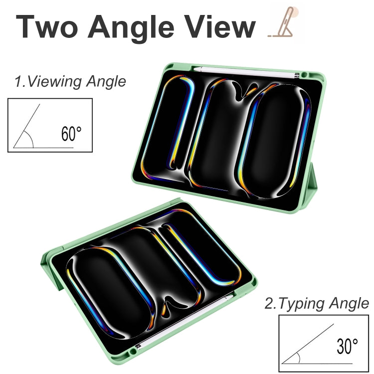 For iPad Pro 11 2024 Acrylic 3-folding Smart Leather Tablet Case(Green) - iPad Pro 11 2024 Cases by PMC TechLife | Online Shopping South Africa | PMC TechLife | Buy Now Pay Later Mobicred