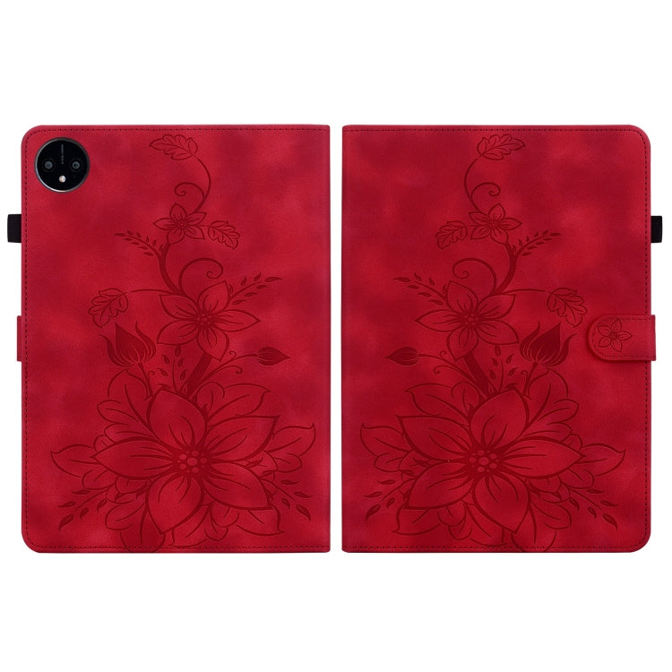 For Huawei MatePad Pro 11 2022 Lily Embossed Leather Tablet Case(Red) - Huawei by PMC TechLife | Online Shopping South Africa | PMC TechLife | Buy Now Pay Later Mobicred