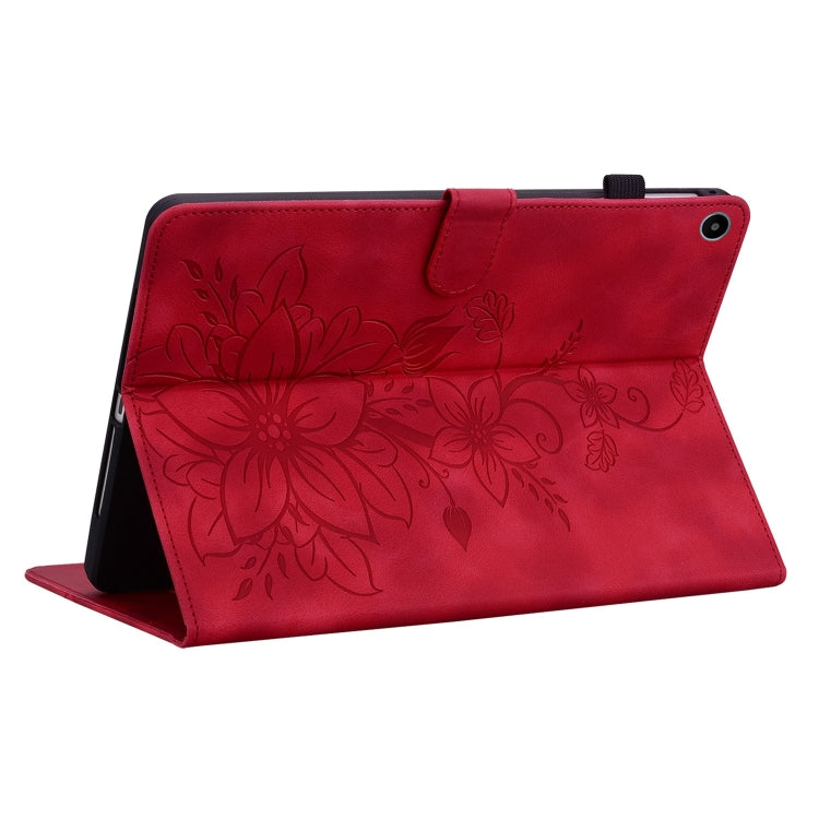 For Huawei MatePad SE 10.4 Lily Embossed Leather Tablet Case(Red) - Huawei by PMC TechLife | Online Shopping South Africa | PMC TechLife | Buy Now Pay Later Mobicred