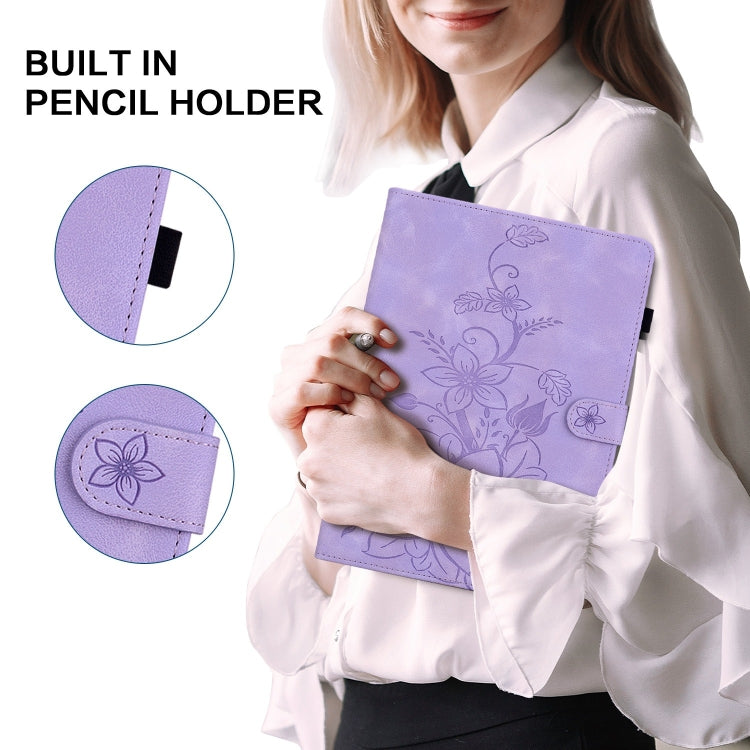 For Honor Pad X8 Pro / X9 2023 Lily Embossed Leather Tablet Case(Purple) - free shipping - PMC TechLife - Order now!