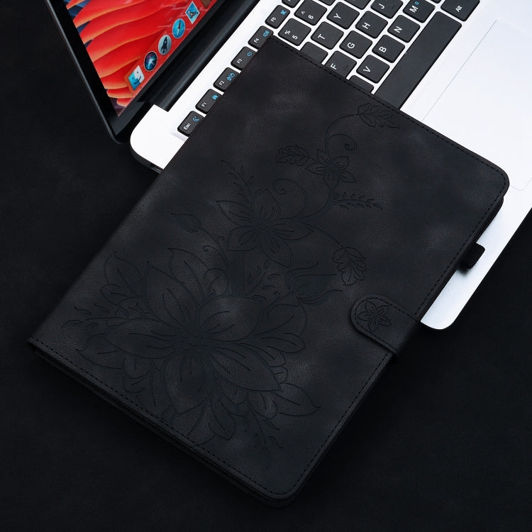 For Honor Pad X8 Pro / X9 2023 Lily Embossed Leather Tablet Case(Black) - Honor by PMC TechLife | Online Shopping South Africa | PMC TechLife | Buy Now Pay Later Mobicred